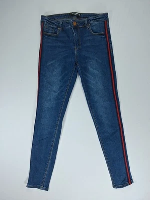 Jegging casi famoso para mujer/junior talla 7 azul marino, acento a rayas rojas Foto 1 de 4
