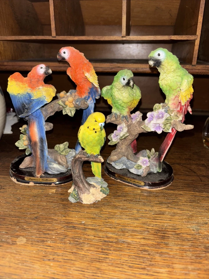Decoração de mesa estátua papagaio coleção fofa modelo pássaro ornamento jardim - Imagem 1 de 1