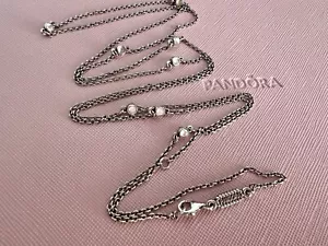 Pandora SSilver Moonstone Cabochon Necklace #590137MS Authentic Retired Rare - Picture 1 of 24