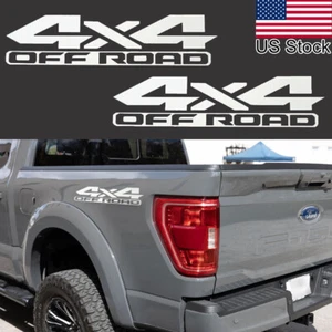 2pcs 17'' Silver 4x4 OFF ROAD Rear Trunk Side Body Stickers Decal For Ford F-150 - Picture 1 of 10