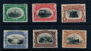 Juego completo Panamericano 1901 bicolor 1c a 10c Sc 294 a 299 MH CV $383 (FH - Imagen 1 de 1