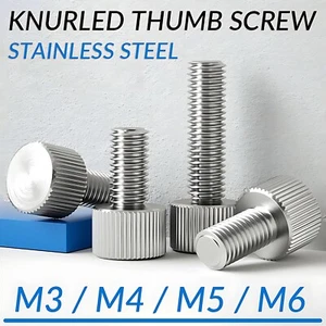 Knurled Stainless Steel Thumb Screw M3 M4 M5 M6 Flat Head Thumbscrew Bolt - Picture 1 of 27