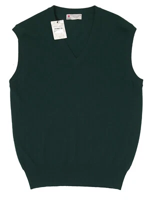 NUEVO Chaleco Suéter Chaleco Turnbull & Asser Cashmere!  Corte completo verde oscuro Sm Foto 1 de 2