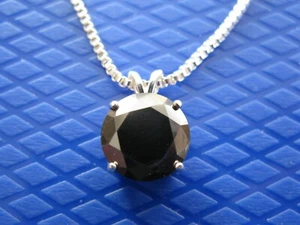 COLLAR DE DIAMANTES NEGROS NATURALES EXTRAÍDOS TIERRA REAL 100% 3,45ct, certificado, colgante - Imagen 1 de 5