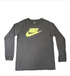 NIKE The Nike Tee Youth Large Gray Athletic Cut Crew Neck Long Sleeve Pullover - Picture 1 of 10