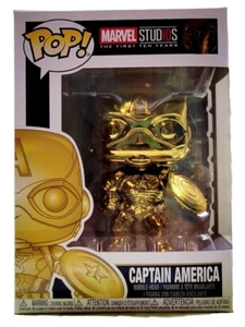 Funko Pop! Marvel Studios #377 Captain America Gold Chrome, In Protector, New - Picture 1 of 7