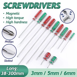 Magnetic Screwdrivers Phillips Pozi Cross Slotted Flat Head Precision Extra long - Picture 1 of 32