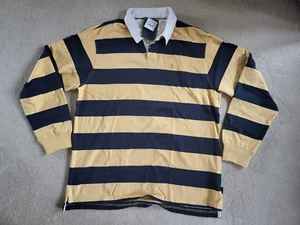 NEW W/tags IZOD Blue & Gold Striped Long Sleeve Rugby Shirt Men's XL - Picture 1 of 5