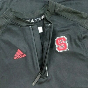 Adidas Climalite 1/4 Zip Adult Black Red Track Pullover NC State University SZ S - Picture 1 of 9