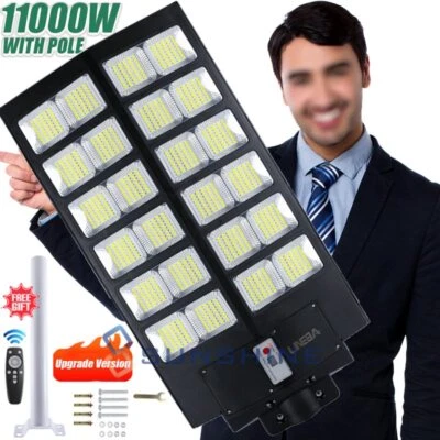 99999900LM LED Brillo Lleno Focos Lampara Sensor De Movimient Solar De Calle Luz - Image 1 of 4