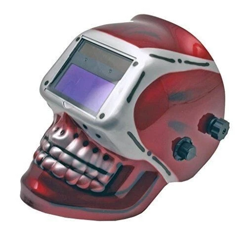 Casco de soldadura de calavera roja oscurecimiento automático Mig Tig arco soldador herramientas equipo de protección Foto 1 de 1