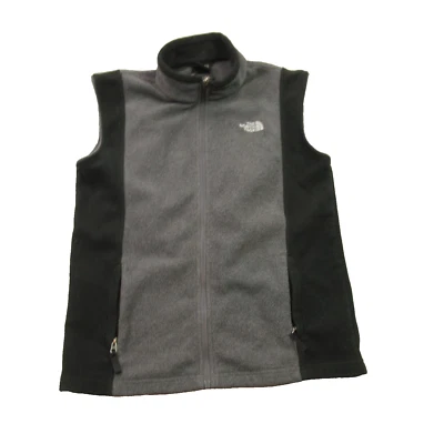 North Face Vest Boys Large Sleeveless Full Zip Pockets Outdoors Black Gray - Image 1 of 4