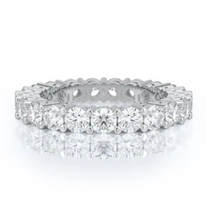 3.00 Ct Eternity Band  Lab Grown Diamond Wedding Ring Diamond 14K White Gold - Picture 1 of 9