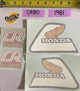 LICENSED HONDA VINTAGE 1981 CR80R tank & side panel decal sticker set CR80 AHRMA - Picture 1 of 5