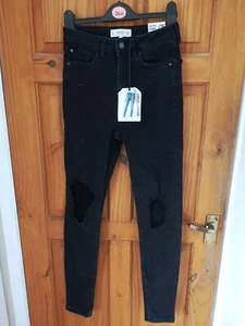 Mango - BNWT Black Skinny Mid Rise Ripped Jeans - UK 8 / Regular Length - Picture 1 of 3
