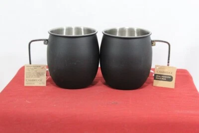 *NEW Cambridge Set of 2 Mt Matte Black 20 oz Stainless Steel Moscow Mule Mug