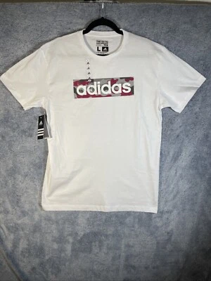 Adidas Nueva Con Etiquetas Camiseta The Go-To Performance Adulto Grande Blanca Manga Corta Rosa Camuflaje Logo Foto 1 de 4