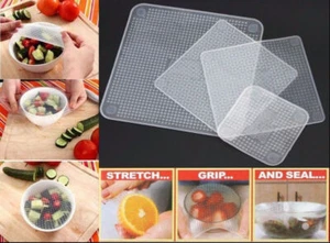 S/M/L Film Alimentaire Silicone Emballage Couvercle Etirable Lavable Cuisine - Picture 1 of 12