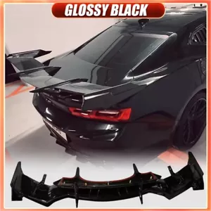 For Chevrolet Camaro Coupe 2016-2024 GLOSSY BLACK Rear Trunk Spoiler Sport Wing - Picture 1 of 16
