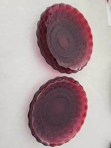 2 piattini in vetro a bolle rosso rubino reale con gancio di ancoraggio - Foto 1 di 3
