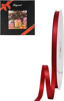 LIUYAXI Red Double Face Satin Ribbon 1/4" X 50 1/4" X 50 Yards,  - Image 1 of 4