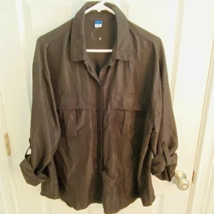 Camisa Old Navy para mujer XL negra LS doble bolsillo utilitaria con botones lengüeta enrollable - Imagen 1 de 5