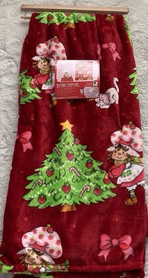 Cobertor de arremesso de árvore de Natal de morango shortcake custard 50" X 70" feriado NOVO - Imagem 1 de 4