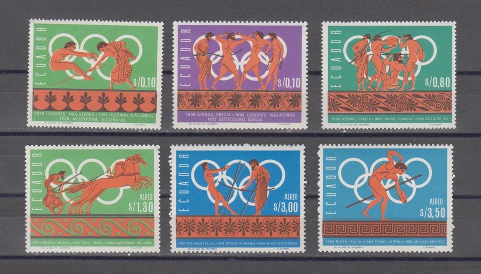 ECUADOR  : 1966 - MNH  - SCOTT # 754/754e  CPLT. SET   OLYMPICS - Image 1 of 1