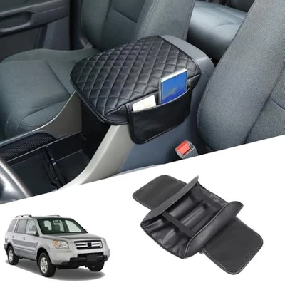 Center Console Armrest Cover for Honda Pilot 2003-2008 Black Leather Cushion — 第 1/4 张图片