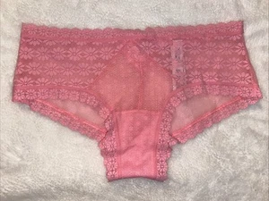 Victoria's Secret Panties Cheeky Panty Daisy Lace Crochet Coral Cut Out Small S - Picture 1 of 9