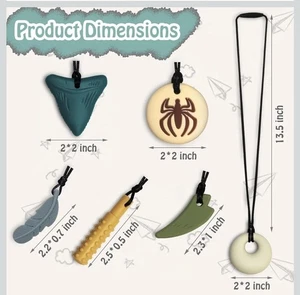 Paquete de 6 collares masticables para niños sensoriales, collar masticable juguetes sensoriales para niños con - Imagen 1 de 3