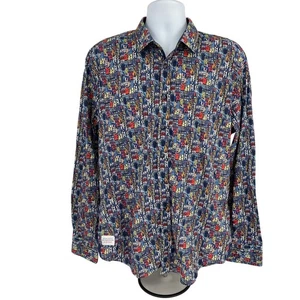 A Fish Named Fred XXL Graphic Button Up Shirt Multicolor Long Sleeve - Picture 1 of 10