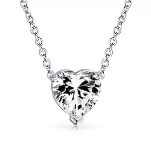 Lovely 14K White Gold 1.10 CT White Heart Shape Diamond Cut Moissanite Pendant - Picture 1 of 3