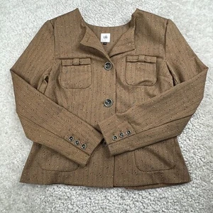 Cabi Penny Herringbone Blazer Jacket Brown Womens Large - Picture 1 of 9