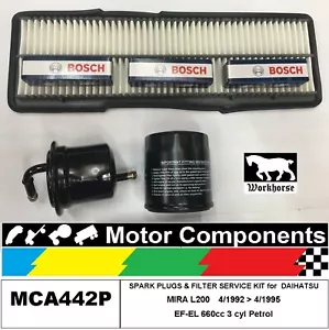 SPARK PLUG & FILTER SERVICE KIT for DAIHATSU MIRA L200 EF-EL 660cc 1992 > 95 - Picture 1 of 3