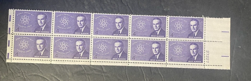 SCOTT 1200 ATOMIC ENERGY ACT  4 cent BLOCK OF 10 POSTAGE STAMPS  MNH - Image 1 of 3