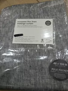 West Elm Belgian Flax Linen Melange Drape Curtain 48x108 blackout Slate mulitipl - Picture 1 of 1