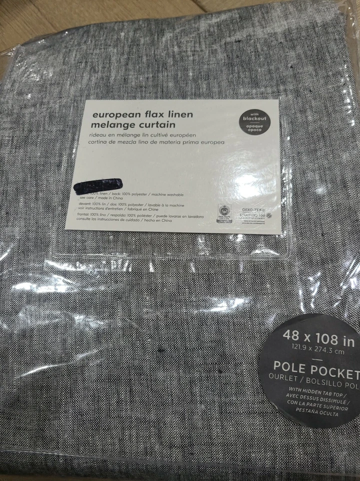 West Elm Belgian Flax Linen Melange Drape Curtain 48x108 blackout Slate mulitipl - Image 1 of 1