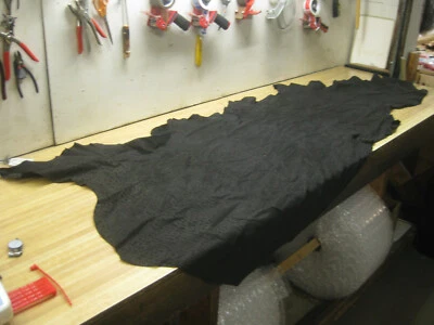 Black Top Grain Buffalo Leather #0009195 Has Patterns ROW 76 - Image 1 of 4