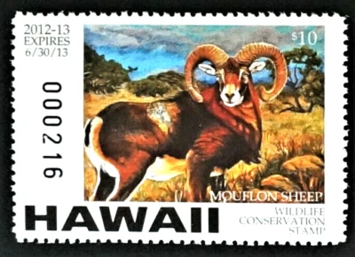 2012 Hawaii Wildlife Conservation Duck Stamp, HI17, Mouflon Sheep, MNH - Image 1 of 2