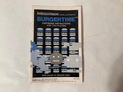 *Manual Only* BurgerTime Intellivision Burger Time Adventure *Replacement* OEM - Image 1 of 3