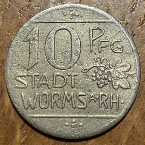ALLEMAGNE GERMANY 10 PFENNIG 1918 STADT WORMS A RH (789) NÉCESSITÉ  - Picture 1 of 2