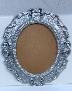 Bilderrahmen Oval Barock Silber 45x38 Fotorahmen 24x30cm Bilderrahmen mit Glas - Bild 1 von 5