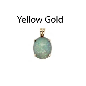 Ethiopian Opal Cab Oval 12x10mm, 2.16 Carat Pendant In 14k Yellow Gold (54528) - Picture 1 of 5