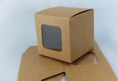100x Clear Window Kraft Paper Packing Box Cupcake Macaroon Candle Gift Favor Box - Image 1 of 4
