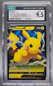 Pikachu V SWSH061 Pokémon 2021 CGC 9.5 Mint+ Black Star Promo Shining Fates Holo - Picture 1 of 2
