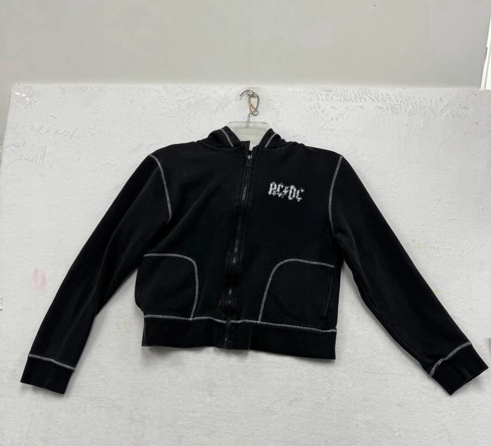 Sudadera con capucha recortada vintage para mujer 2003 AC/DC con cremallera con logotipo delantero y trasero talla L Foto 1 de 4
