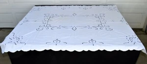 Mantel de algodón vintage blanco con bordado floral azul pálido 60 x 79 - Imagen 1 de 9