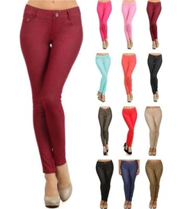 Basic Five Pockets Stretch Jegging Tights Pants S ~ 3XL - Picture 1 of 18