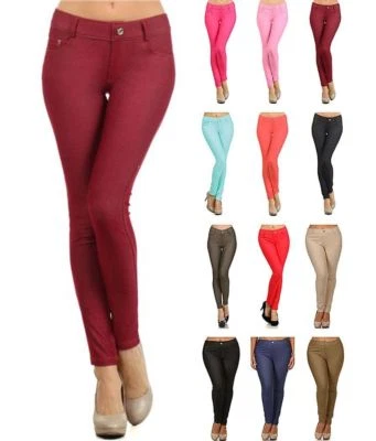 Basic Five Pockets Stretch Jegging Tights Pants S ~ 3XL - Image 1 of 4